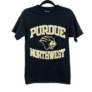 Purdue Boilermakers T Shirt Champion Crew Neck Graphic Print Black Women S*